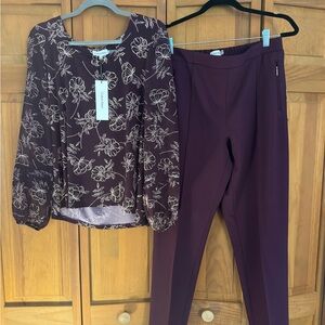 NWT Calvin Klein blouse and matching pants set